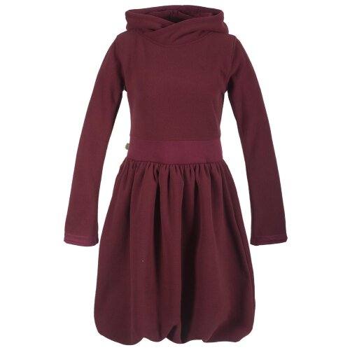 Vishes Warmes Ballonkleid aus recyceltem Fleece mit Kapuze dunkelrot 42