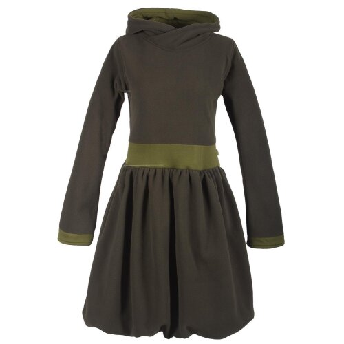 Vishes Warmes Ballonkleid aus recyceltem Fleece mit Kapuze  olive 42