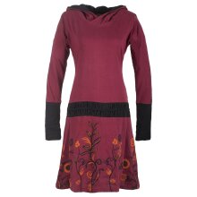 Vishes - Bedrucktes Langarm Damen Blumen Kleid mit Kapuze...