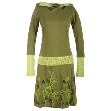 Vishes - Bedrucktes Langarm Damen Blumen Kleid mit Kapuze...