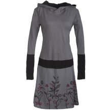 Vishes - Bedrucktes Langarm Damen Blumen Kleid mit Kapuze...
