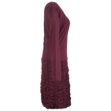 Vishes Langarm Damen Eco Kleid Gerafft Einfarbig zertifizierte Biobaumwolle dunkelrot 40-42
