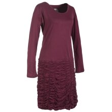 Vishes Langarm Damen Eco Kleid Gerafft Einfarbig zertifizierte Biobaumwolle dunkelrot 40-42