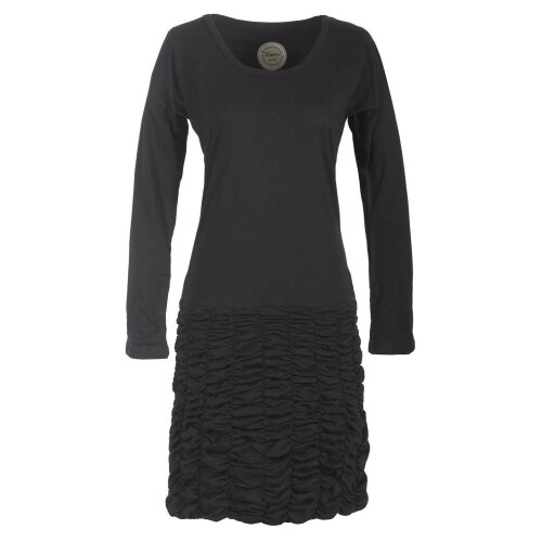 Vishes Langarm Damen Eco Kleid Gerafft Einfarbig zertifizierte Biobaumwolle schwarz 34