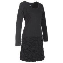Vishes Langarm Damen Eco Kleid Gerafft Einfarbig zertifizierte Biobaumwolle schwarz 38