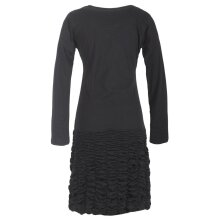 Vishes Langarm Damen Eco Kleid Gerafft Einfarbig zertifizierte Biobaumwolle schwarz 48