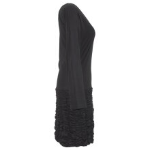 Vishes Langarm Damen Eco Kleid Gerafft Einfarbig zertifizierte Biobaumwolle schwarz 48