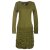 Vishes Langarm Damen Eco Kleid Gerafft Einfarbig zertifizierte Biobaumwolle olive 38