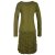 Vishes Langarm Damen Eco Kleid Gerafft Einfarbig zertifizierte Biobaumwolle olive 38