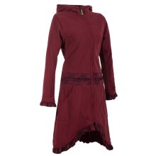 Vishes Weicher, Warmer Damen Elfen Fleecemantel mit Kapuze und Rüschen dunkelrot 40