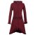 Vishes Weicher, Warmer Damen Elfen Fleecemantel mit Kapuze und Rüschen dunkelrot 40