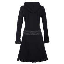 Vishes Weicher, Warmer Damen Elfen Fleecemantel mit Kapuze und Rüschen schwarz 36