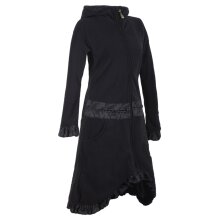 Vishes Weicher, Warmer Damen Elfen Fleecemantel mit Kapuze und Rüschen schwarz 40