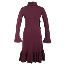 Vishes Asymmetrisches Volant Langarmkleid aus Biobaumwolle mit Rüschen dunkelrot 42-44