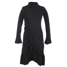 Vishes Asymmetrisches Volant Langarmkleid aus...