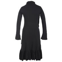 Vishes Asymmetrisches Volant Langarmkleid aus Biobaumwolle mit Rüschen schwarz 32