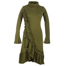 Vishes Asymmetrisches Volant Langarmkleid aus...