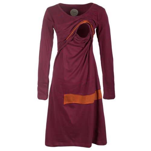 Vishes Knielanges Langarm Damen Stillkleid aus Biobaumwolle dunkelrot 38