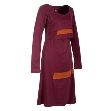 Vishes Knielanges Langarm Damen Stillkleid aus Biobaumwolle dunkelrot 40