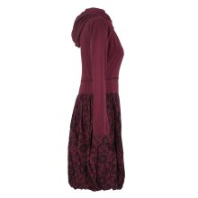 Vishes Langarm Blumen Ballonkleid aus Baumwolle dunkelrot 34