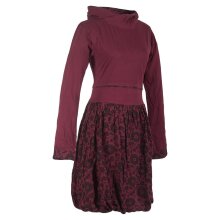 Vishes Langarm Blumen Ballonkleid aus Baumwolle dunkelrot 34