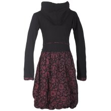 Vishes Langarm Blumen Ballonkleid aus Baumwolle schwarz 40