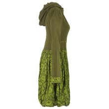Vishes Langarm Blumen Ballonkleid aus Baumwolle olive 42