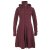Vishes Langer Damen Fleecemantel mit Kapuze und Stehkragen dunkelrot 44