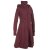 Vishes Langer Damen Fleecemantel mit Kapuze und Stehkragen dunkelrot 52-54