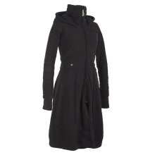 Vishes Langer Damen Fleecemantel mit Kapuze und Stehkragen schwarz 34-36