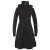 Vishes Langer Damen Fleecemantel mit Kapuze und Stehkragen schwarz 36