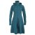 Vishes Langer Damen Fleecemantel mit Kapuze und Stehkragen türkis 36