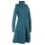 Vishes Langer Damen Fleecemantel mit Kapuze und Stehkragen türkis 36