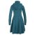 Vishes Langer Damen Fleecemantel mit Kapuze und Stehkragen türkis 52-54