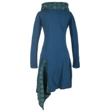 Vishes - Asymmetrisches Langarm Zipfelkleid aus Baumwolle mit Schalkragen türkis 38-40