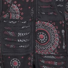 Vishes Damen Patchworkmantel Baumwolle Cutwork bedruckt Zipfelkapuze schwarz 46