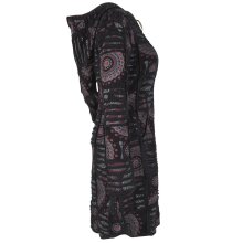 Vishes Damen Patchworkmantel Baumwolle Cutwork bedruckt Zipfelkapuze schwarz 46