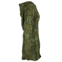 Vishes Damen Patchworkmantel Baumwolle Cutwork bedruckt Zipfelkapuze olive 32
