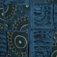 Vishes Damen Patchworkmantel Baumwolle Cutwork bedruckt Zipfelkapuze türkis 42