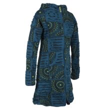 Vishes Damen Patchworkmantel Baumwolle Cutwork bedruckt Zipfelkapuze türkis 42