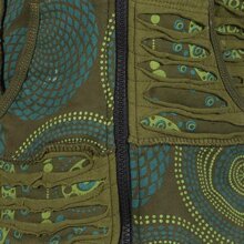 Vishes Kurze Leichte Damen Patchworkjacke aus Baumwolle mit Zipfelkapuze und Cutwork olive 38-40