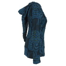 Vishes Kurze Leichte Damen Patchworkjacke aus Baumwolle mit Zipfelkapuze und Cutwork türkis 42