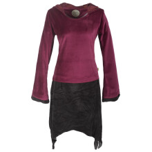 Vishes zweifarbiges Damen Langarm Zipfelkleid aus Samt...