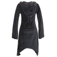 Vishes zweifarbiges Damen Langarm Zipfelkleid aus Samt mit Zipfelkapuze schwarz 36-38