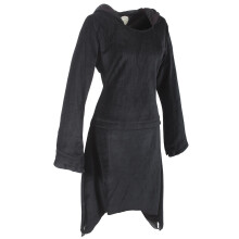Vishes zweifarbiges Damen Langarm Zipfelkleid aus Samt mit Zipfelkapuze schwarz 36-38