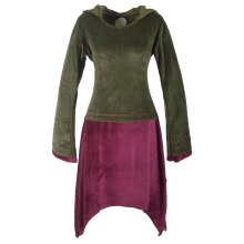 Vishes zweifarbiges Damen Langarm Zipfelkleid aus Samt...