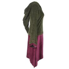 Vishes zweifarbiges Damen Langarm Zipfelkleid aus Samt mit Zipfelkapuze olive 44