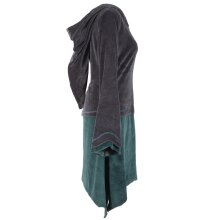 Vishes zweifarbiges Damen Langarm Zipfelkleid aus Samt mit Zipfelkapuze grau 44