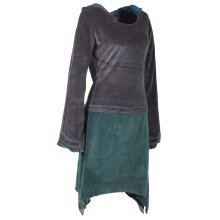 Vishes zweifarbiges Damen Langarm Zipfelkleid aus Samt mit Zipfelkapuze grau 44