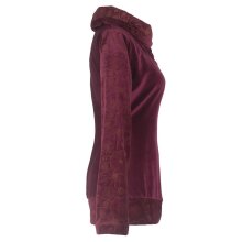 Vishes Damen Rollkragen Samtpullover Sweater aus Baumwolle bedruckt dunkelrot 38